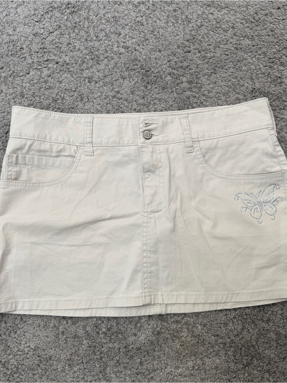 Hollister Beaded Butterfly Mini Skirt in Light Cream